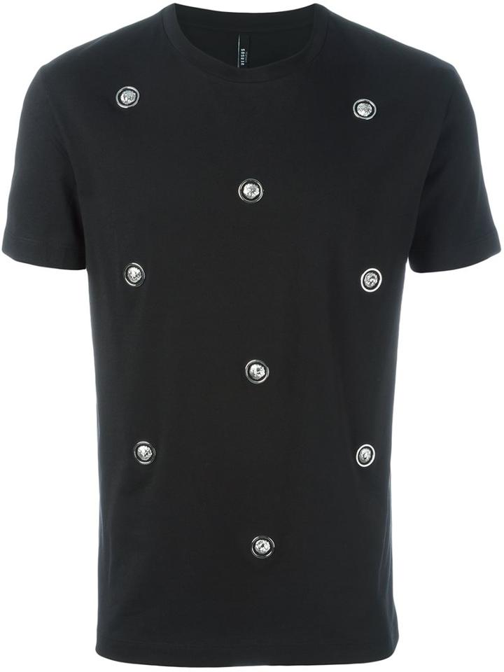 Versus Lion Appliqué Detail T-shirt, Men's, Size: Xl, Black, Cotton