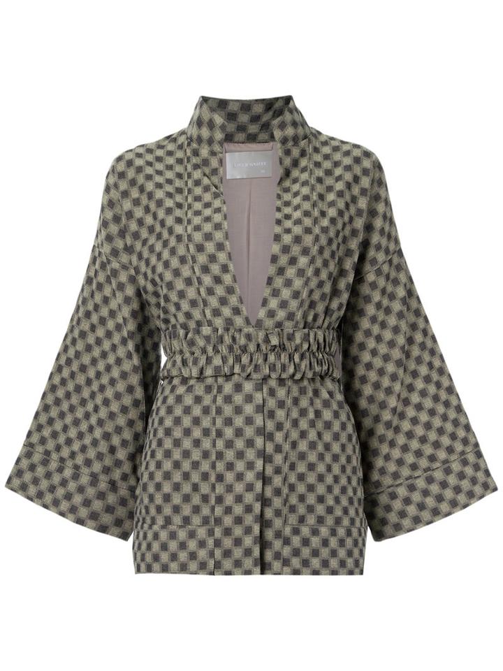 Lilly Sarti - Plaid Kimono - Women - Cotton - 38, Nude/neutrals, Cotton