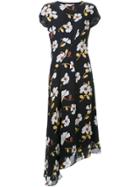 Marni Asymmetric Draped Floral Dress - Black