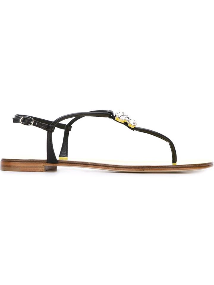 Giuseppe Zanotti Design Hollie Sandals, Women's, Size: 36, Black, Leather/glass