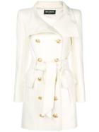 Balmain Buttoned Midi Coat - Nude & Neutrals