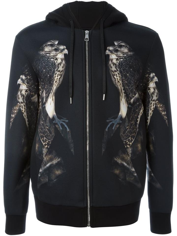 Neil Barrett Bird Print Zipped Hoodie