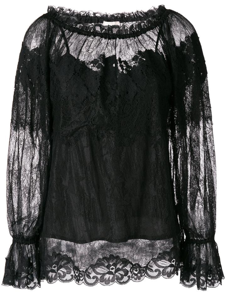 Gold Hawk Longsleeved Lace Blouse - Black