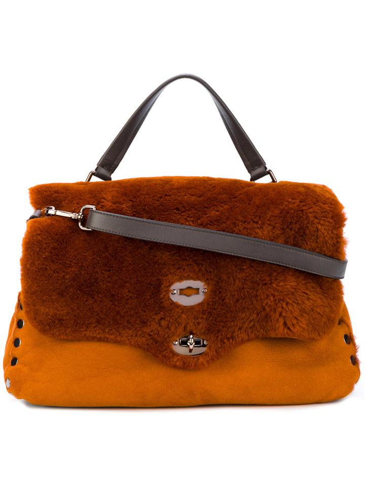 Zanellato Faux Fur Flap Tote - Yellow & Orange