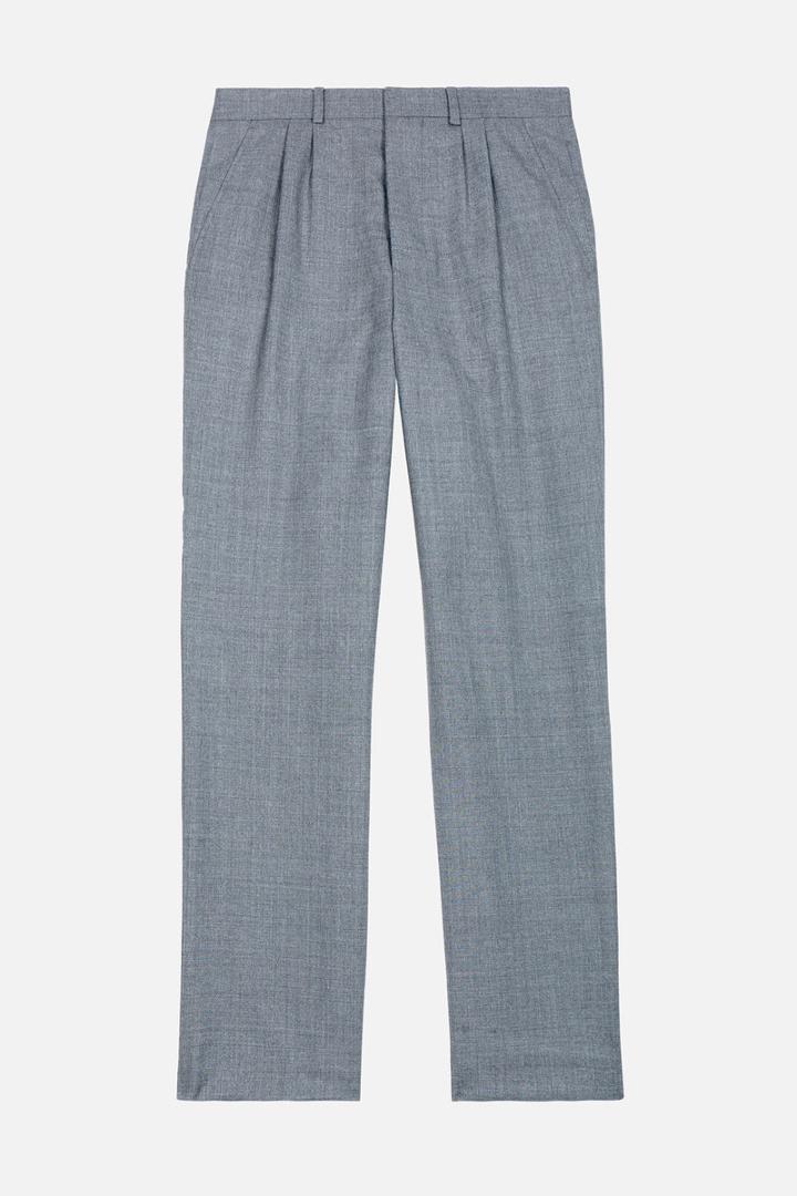 Ami Alexandre Mattiussi Double Pleat Wide Leg Trousers, Men's, Size: 40, Grey, Wool