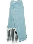 Aula Tulle Insert Denim Skirt - Blue