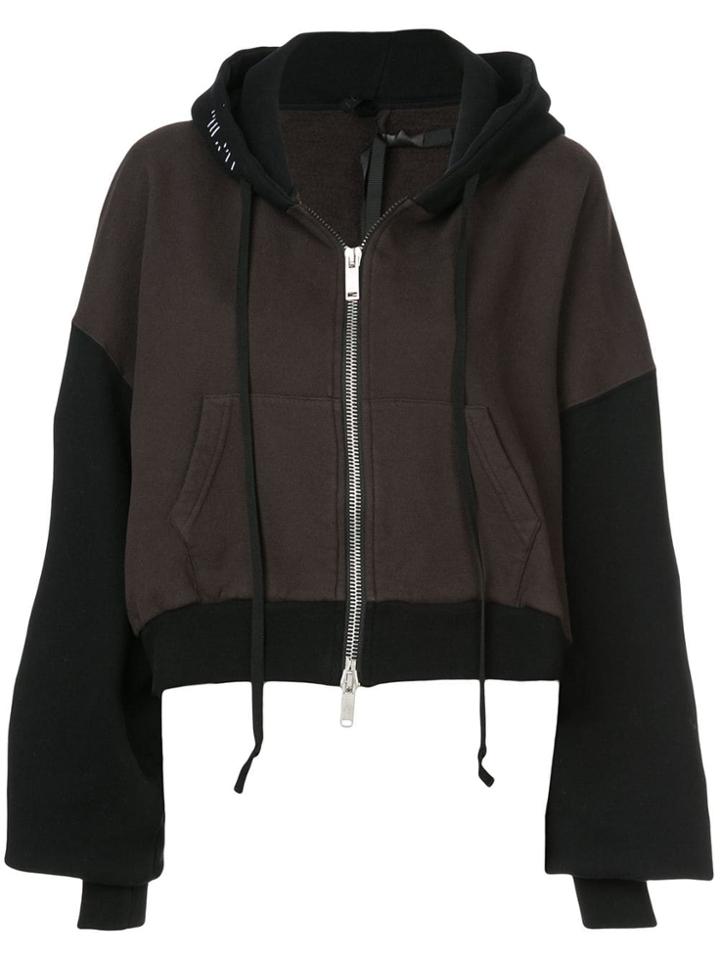 Unravel Project Two-tone Cropped Hoodie - Brown