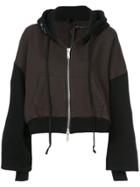 Unravel Project Two-tone Cropped Hoodie - Brown