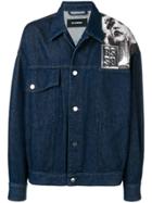 Raf Simons Logo Print Denim Jacket - Blue