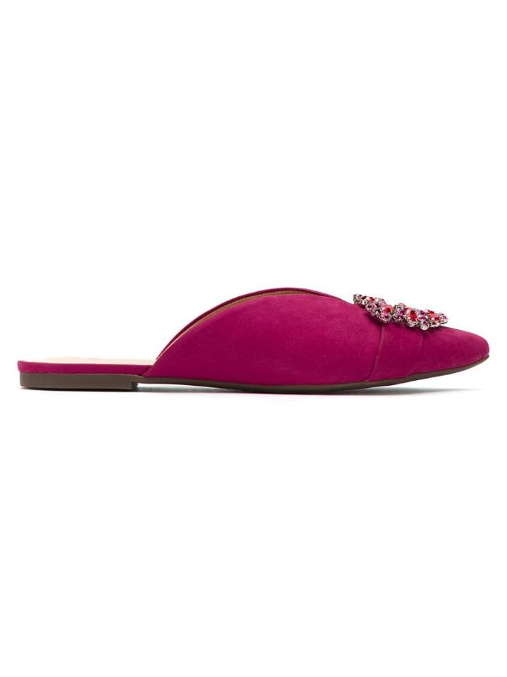 Schutz Embellished Pointed-toe Slippers - Pink