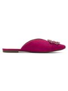 Schutz Embellished Pointed-toe Slippers - Pink