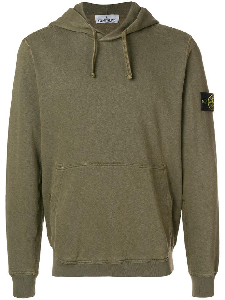 Stone Island Logo Patch Hoodie - Green
