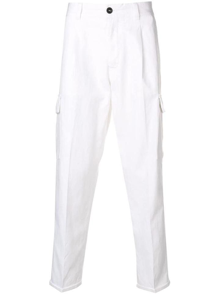 Pt01 Feather Charm Slim Fit Trousers - White