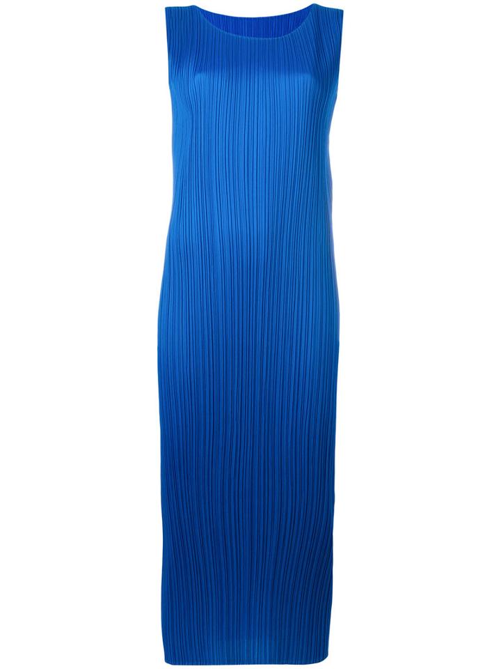 Pleats Please By Issey Miyake - Pleated Shift Dress - Women - Polyester - 2, Blue, Polyester
