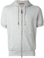 Eleventy Short-sleeve Zipped Hoodie, Men's, Size: Xl, Grey, Cotton/linen/flax
