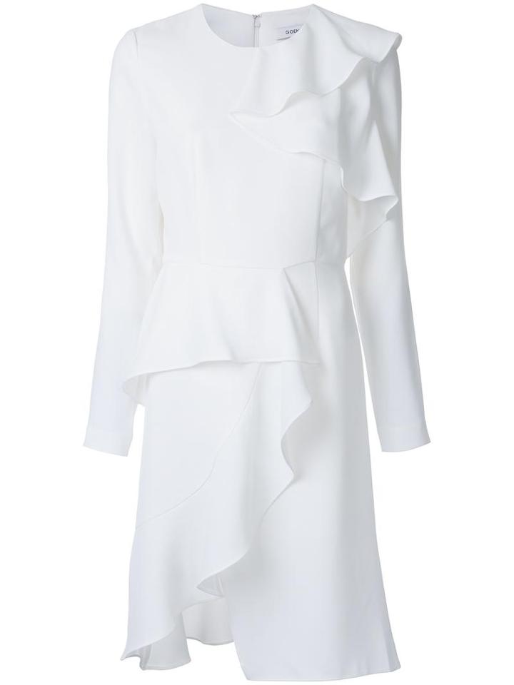 Goen.j Ruffled Dress, Women's, Size: Medium, White, Bemberg/polyester