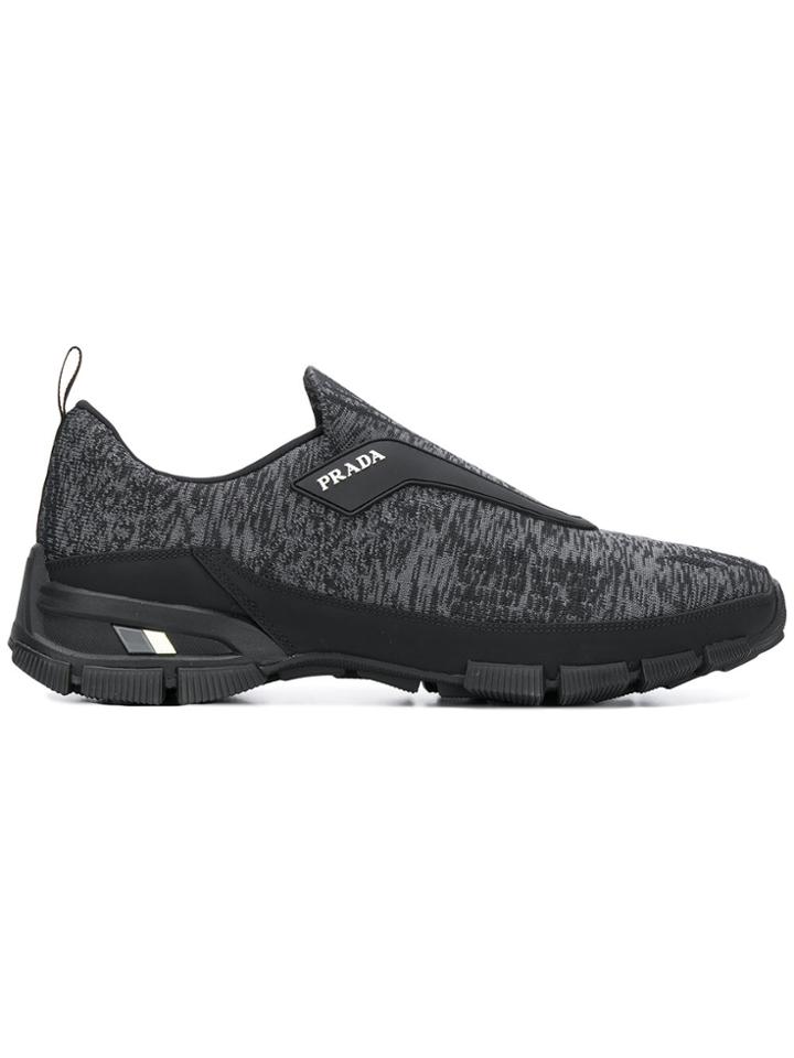 Prada Knitted Slip-on Sneakers - Black