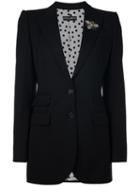 Dolce & Gabbana Bee Appliqué Blazer, Women's, Size: 44, Black, Silk/acrylic/polyamide/glass
