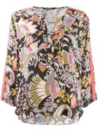 Luisa Cerano Floral Print Tunic Top - Black