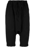 Forme D'expression - Cropped Drop-crotch Trousers - Women - Linen/flax - Xs, Black, Linen/flax