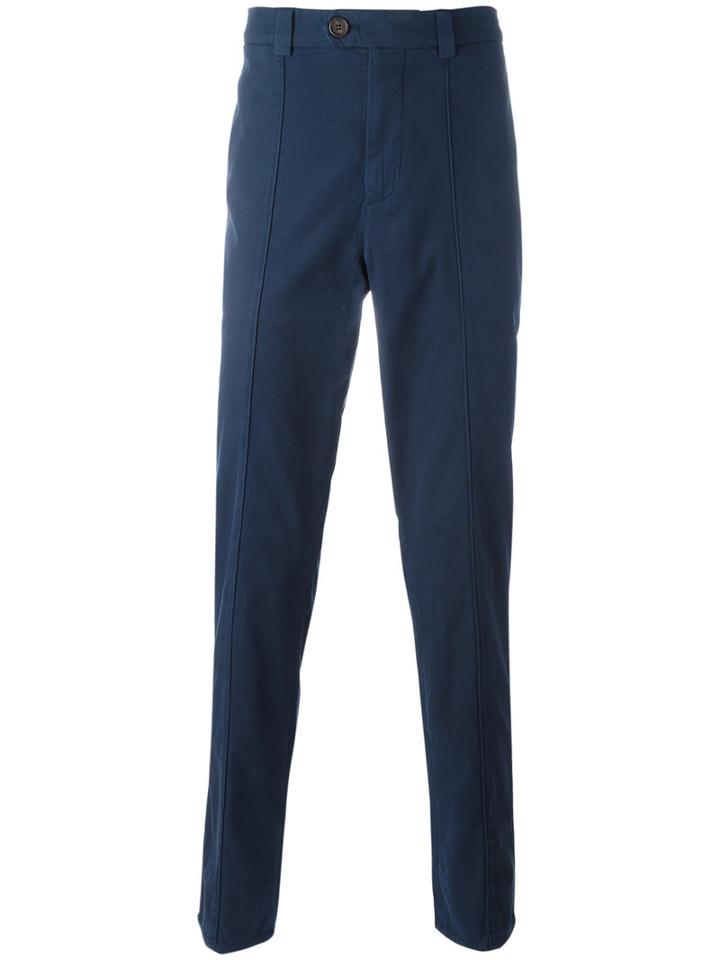 Brunello Cucinelli Plain Chinos, Men's, Size: 52, Blue, Cotton/spandex/elastane