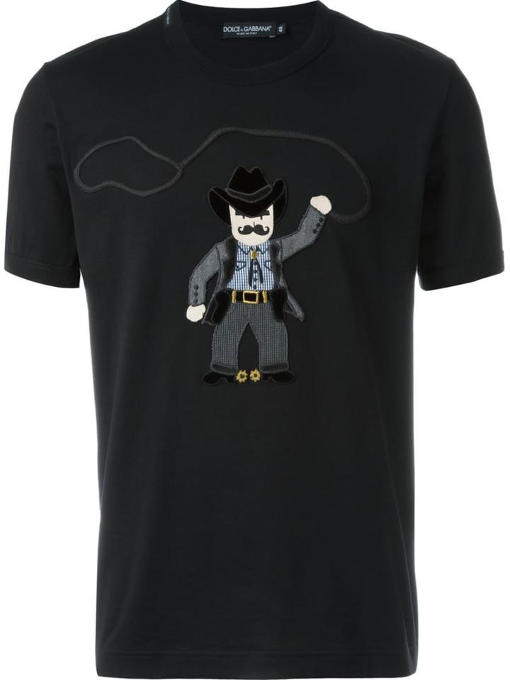 Dolce & Gabbana Cowboy Patch T-shirt, Men's, Size: 48, Black, Cotton