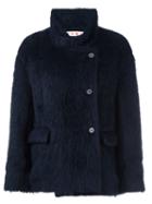 Marni Mandarin Collar Jacket, Women's, Size: 38, Blue, Cotton/polyamide/viscose/alpaca