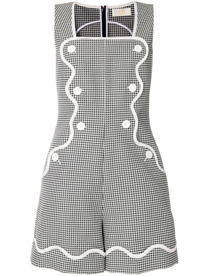 Sara Battaglia Gingham Buttoned Playsuit - Black