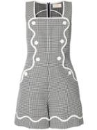 Sara Battaglia Gingham Buttoned Playsuit - Black
