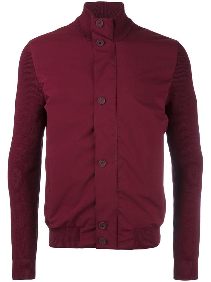 Z Zegna Stand Up Collar Contrast Jacket - Red
