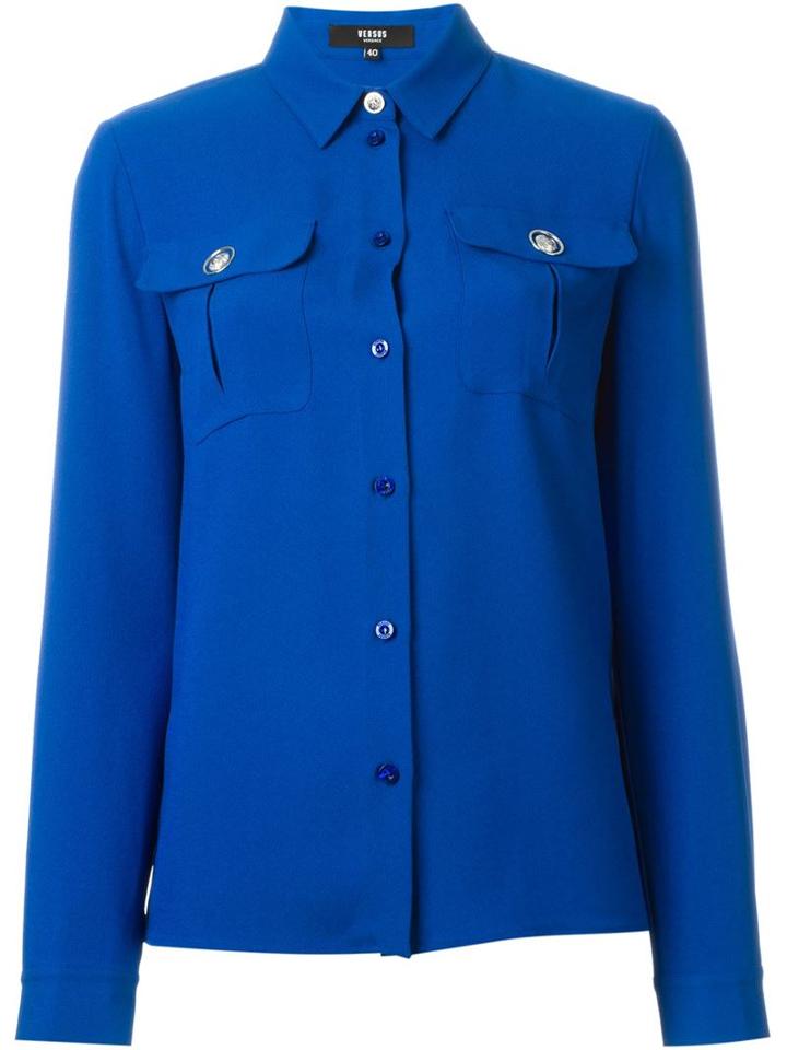 Versus Flap Pockets Shirt, Women's, Size: 38, Blue, Acetate/viscose
