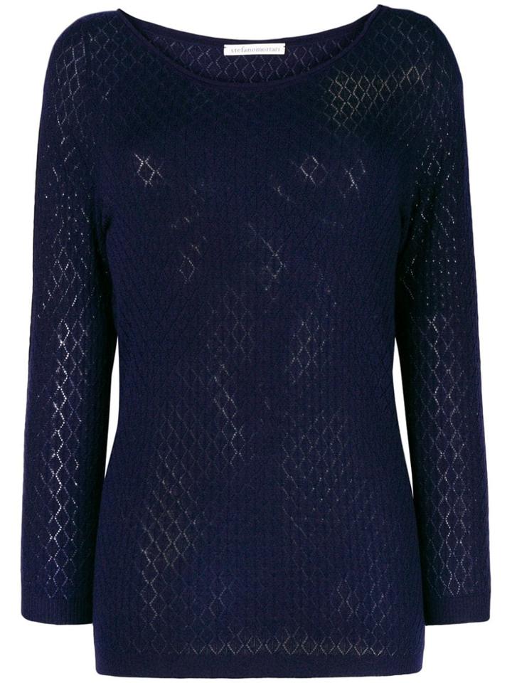 Stefano Mortari Fine Knit Fitted Sweater - Blue