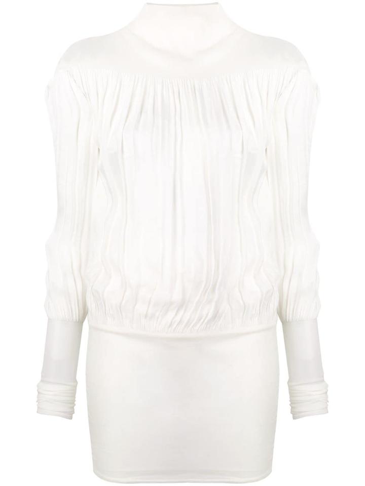 Jil Sander Pleated Sheer Blouse - White