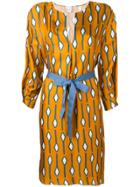 Alysi Patterned Fitted Dress - Yellow