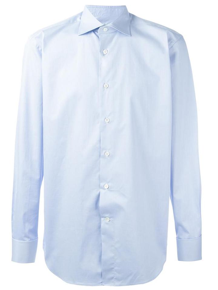 Canali Pointed Collar Shirt, Men's, Size: 45, Blue, Cotton