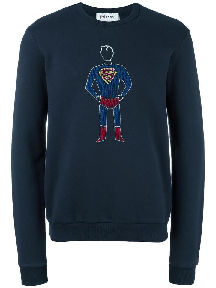 Jimi Roos Embroidered Superman Sweatshirt, Men's, Size: Xl, Blue, Cotton