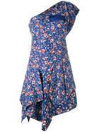 Isabel Marant - Floral One Shoulder Dress - Women - Silk/cotton - 34, Blue, Silk/cotton