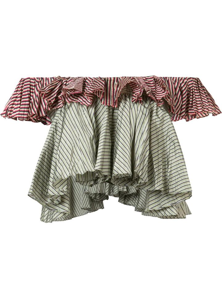Tome Ruffle Cropped Top - Green