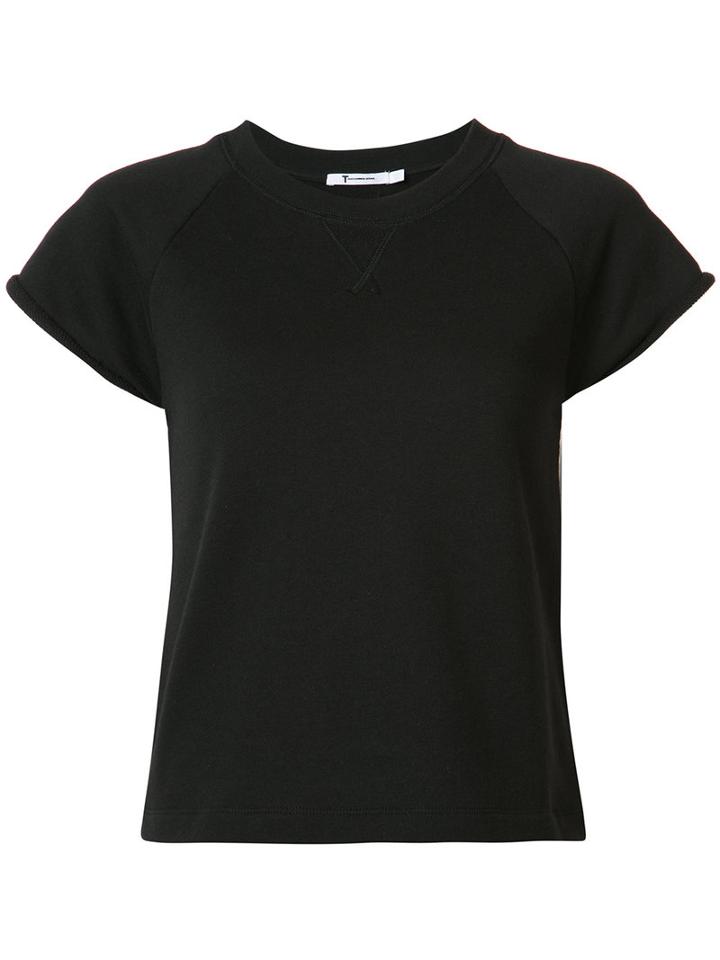 T By Alexander Wang Turn-up Shortsleeved T-shirt, Women's, Size: Small, Black, Cotton/polyester/modal