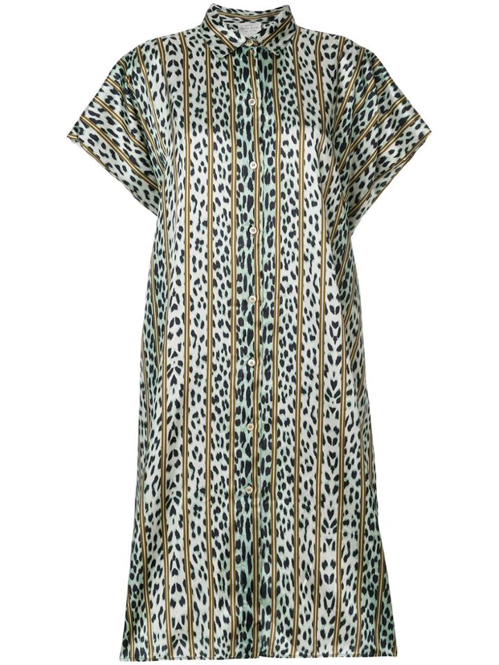 Forte Forte Leopard Striped Shirt Dress - Blue