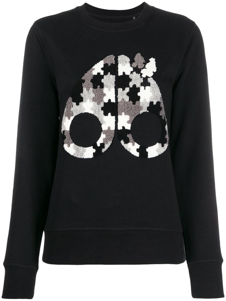 Moose Knuckles Shearling-logo Sweatshirt - Black