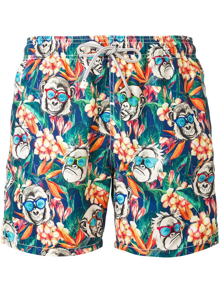 Mc2 Saint Barth - Monkeys Print Swim Shorts - Men - Polyamide/polyester/spandex/elastane - Xxxl, Polyamide/polyester/spandex/elastane