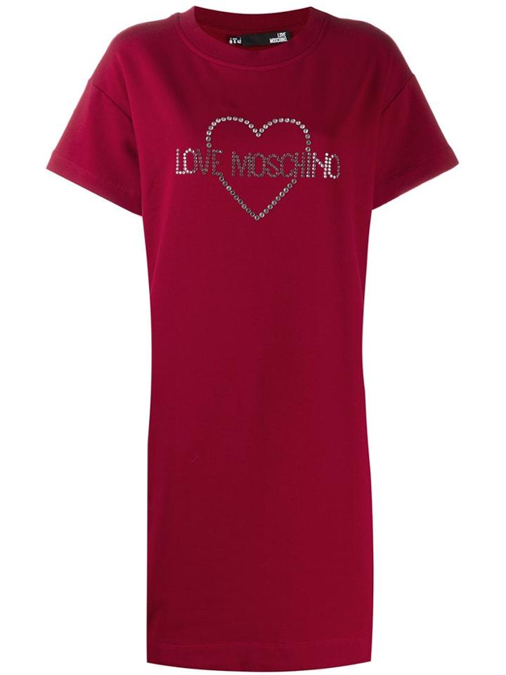 Love Moschino Embellished Logo T-shirt Dress - Red