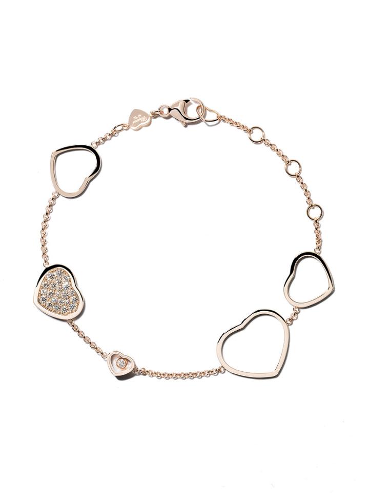 Chopard 18kt Rose Gold Happy Hearts Diamond Bracelet - Unavailable