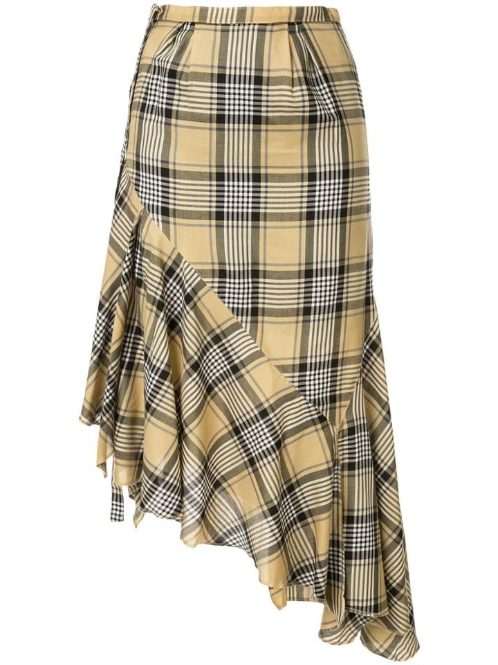 Maison Mihara Yasuhiro Plaid Wrap Skirt - Yellow