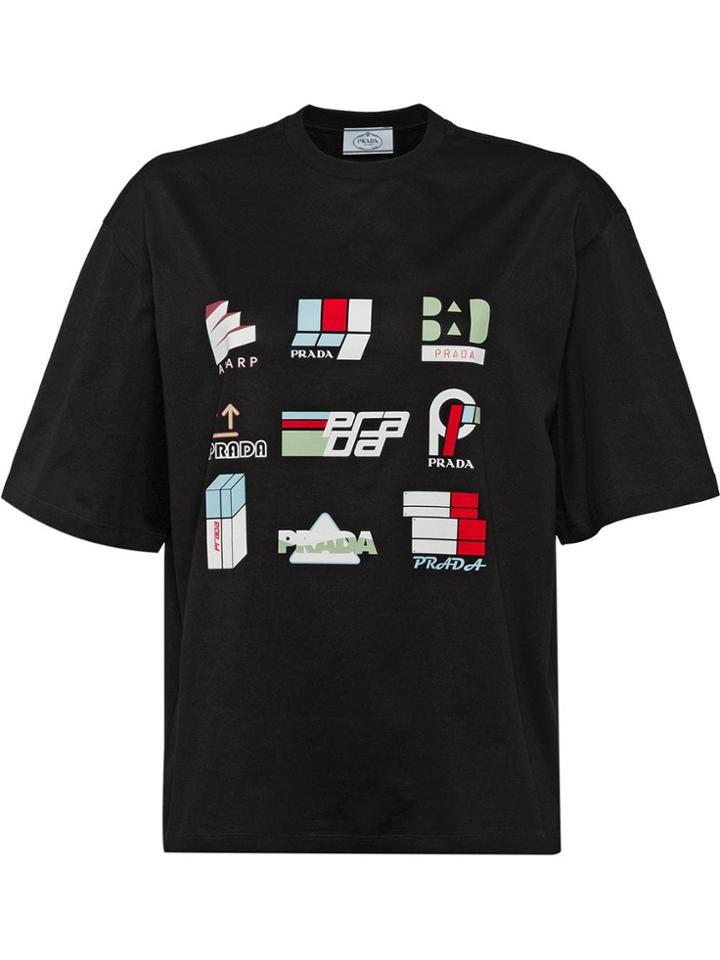 Prada Stickers Print T-shirt - Black