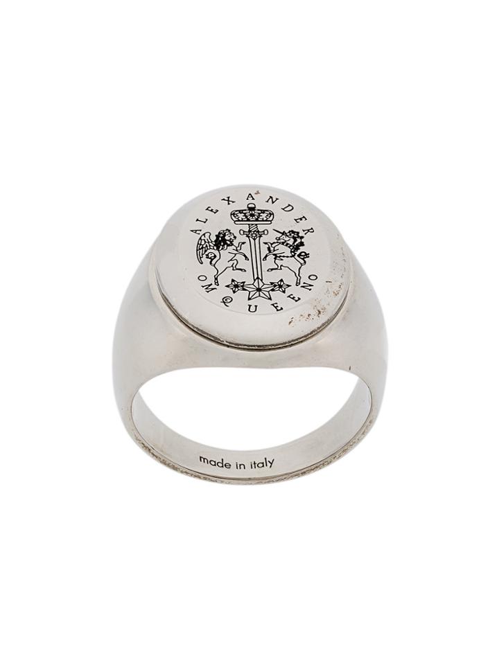 Alexander Mcqueen Logo Oval Ring - Metallic