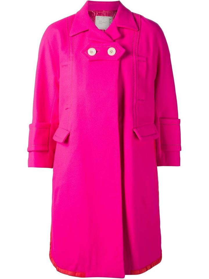 Sacai Two Top Button Coat, Women's, Size: 2, Pink/purple, Cupro/wool