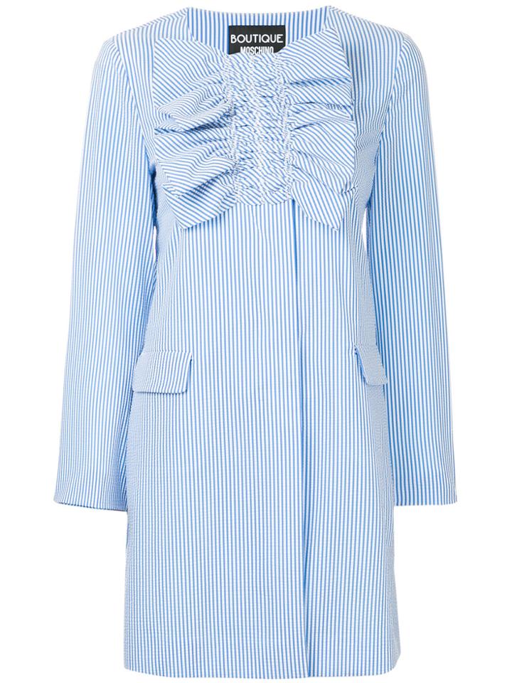 Boutique Moschino Ruched Striped Coat - Blue