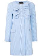 Boutique Moschino Ruched Striped Coat - Blue
